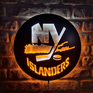 New York Islanders Led Lighted Sign, Ny Islanders Ice Hockey Team Emblem Illuminated Wall Decor, Ice Hockey Fans Gift, Christmas Gift