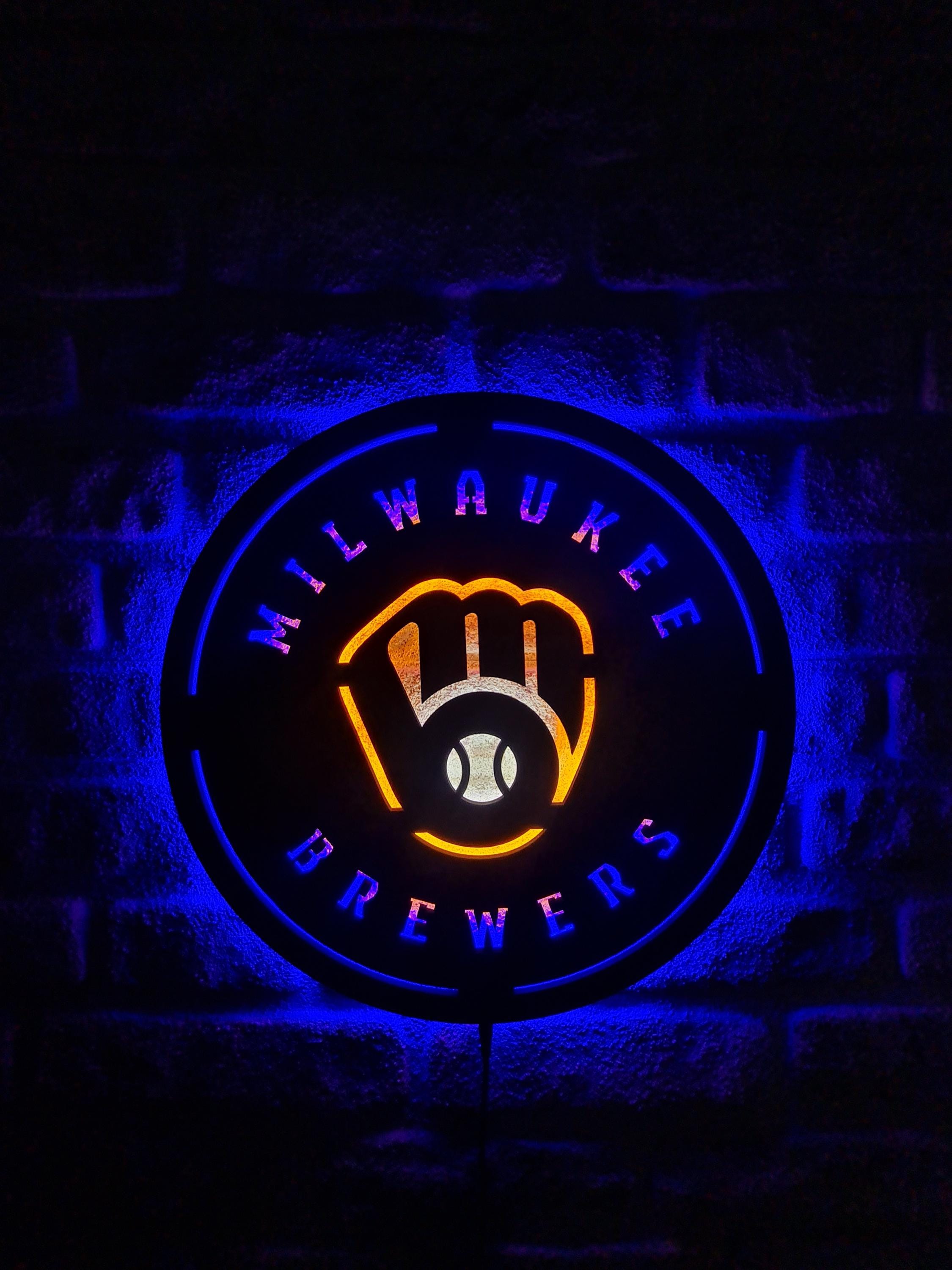 Milwaukee Brewers Baseball Team Led Lighted Sign, Sleek Illuminated ...