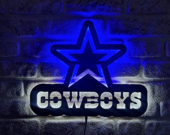 Dallas Cowboys Led Lighted Sign, American Football Team Emblem Illuminated Wall Decor, Cowboys Man Cave Wall Art, Christmas Gift