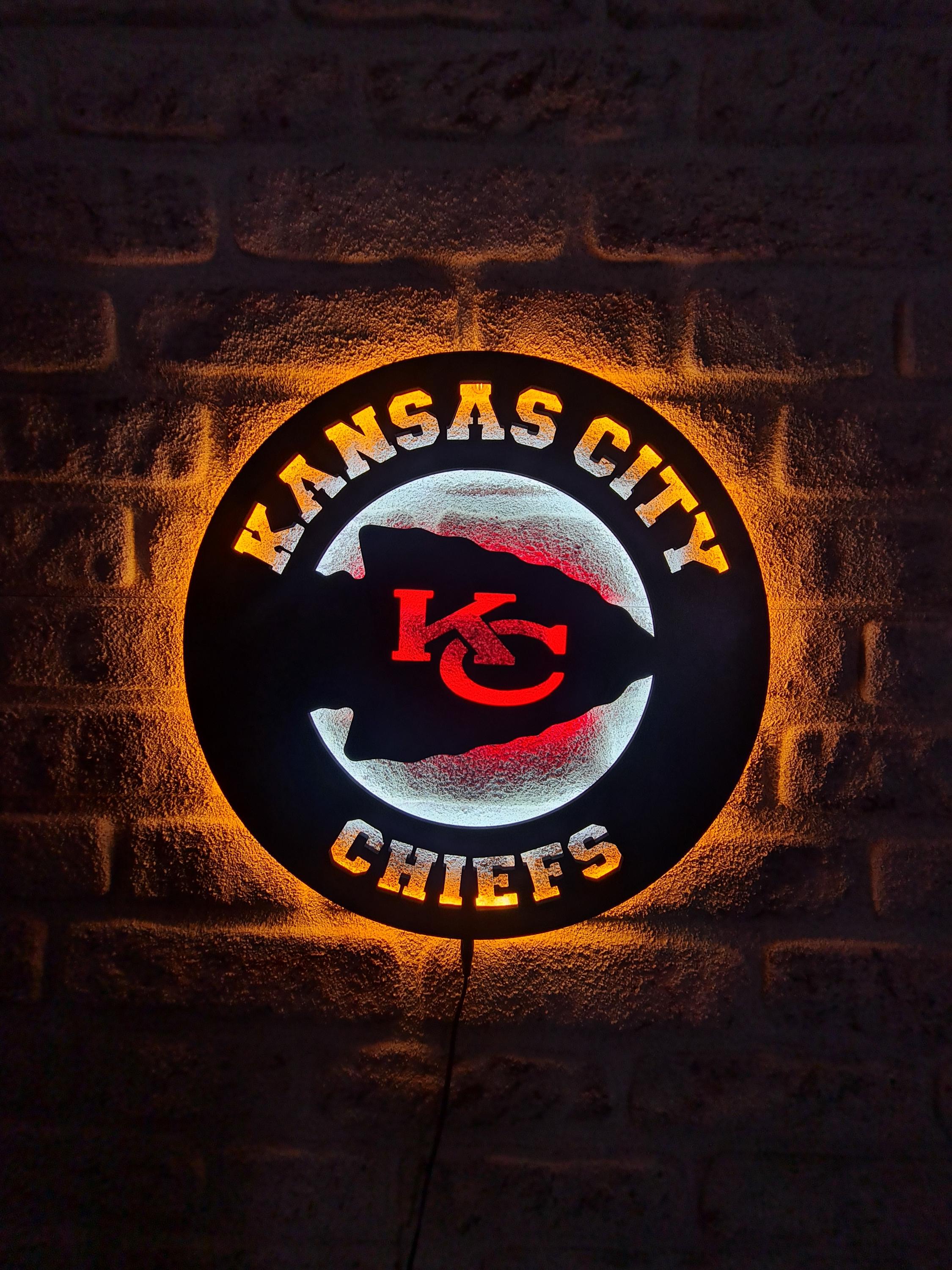 Led Lighted Kansas City Chiefs Sign, American Football Team Emblem