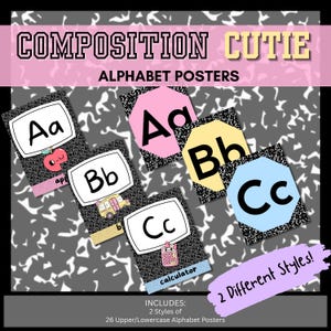 Pósteres del alfabeto con bonitas composiciones / Decoración imprimible para el aula con el alfabeto en dos estilos / Juego de letras para la vuelta al cole