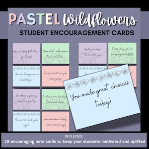 Encouraging Student Cards | Positive Affirmation Notes for Kids | Pastel Classroom Motivation | Calm Corner Printable | SPED Class