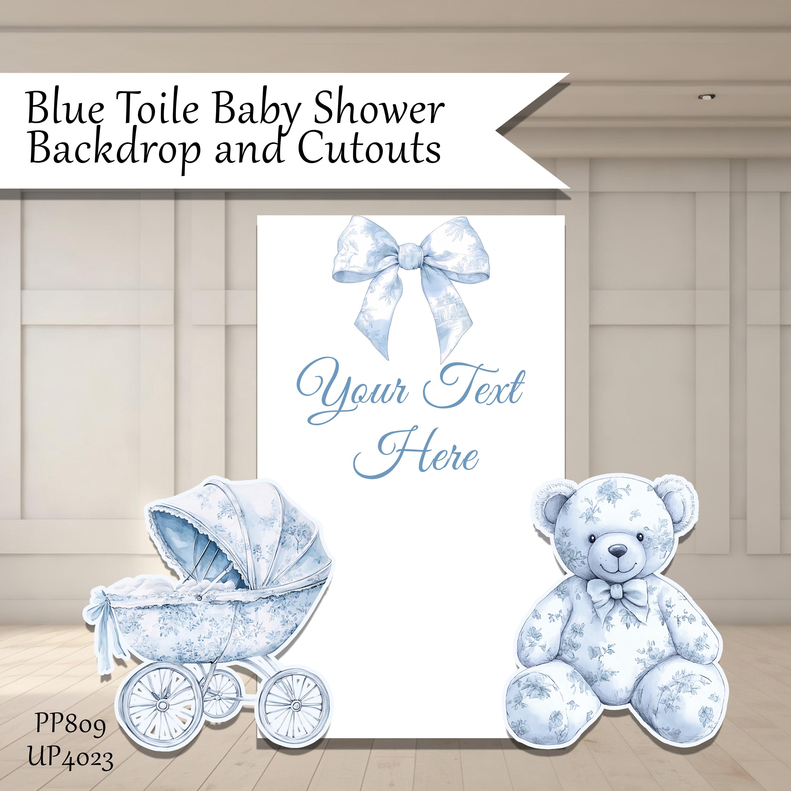 Blue Toile Baby shower backdrop cutout set Coroplast plastic props party decor decorations Birthdays, Celebrations UP809.3QS.SB UP4023.FS.RB