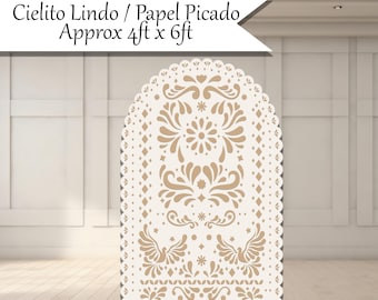 4&#39;x6&#39; CIELITO LINDO PAPEL Picado Backdrops set Coroplast plastic props cutouts party decor decorations for Birthdays parties Celebrations