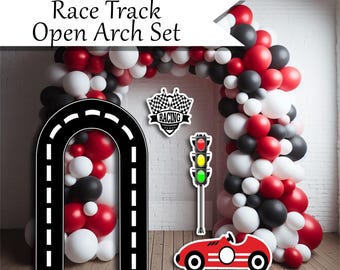 RACETRACK road arch set Coroplast plastic props cutouts party kids celebrations decor PP517 (stands sold separately)