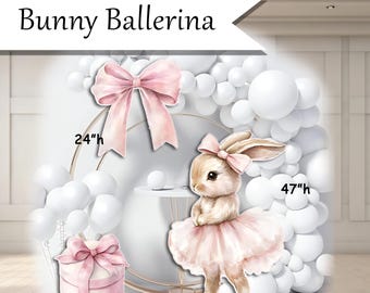 BALLERINA BUNNY backdrop Coroplast plastic props cutouts party decor decorations for Baby Showers, Birthdays, Celebrations UP4109HS