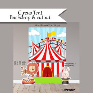 RED CIRCUS TENT Backdrop Coroplast plastic props cutouts party decor decorations for Baby Showers, Birthdays, Celebrations UP2907