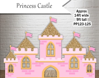 9ft tall - 14ft wide GOLD PINK CASTLE Backdrop Coroplast plastic props cutouts party decor decorations  Birthdays, Celebrations PP123-125