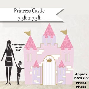7.5FT tall PINK CASTLE Backdrop Coroplast plastic props cutouts party decor decorations for Baby Showers, Birthdays, Celebrations PP354-55