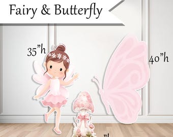 FAIRY and BUTTERFLY  Coroplast plastic props cutouts party decor decorations for Baby Showers, Birthdays UP4113