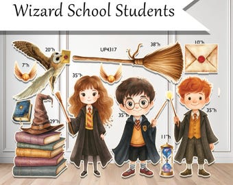 Wizard School Students set Coroplast plastic props cutouts party kids celebrations decor decorations UP4317 (stands sold separately)