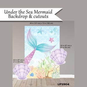 Under the Sea Mermaid backdrop Coroplast plastic props cutouts party decor decorations for Baby Showers, Birthdays, Celebrations UP2904