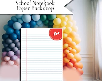 Approx 4ftW x 6ftT School Notebook Paper Coroplast plastic backdrop props cutouts party decor decorations for Birthdays, Celebrations PP257