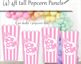 Popcorn Box Panels 4ft Tall (Set of 4)| Carnival Party Decor | Backdrop Cutouts | Birthday Photo Booth Props | Coroplast Event Panels UP1901