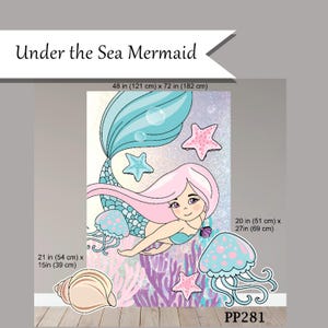 Under the Sea Mermaid backdrop Coroplast plastic props cutouts party decor decorations for Baby Showers, Birthdays, Celebrations PP281