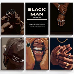 Set of 6 Black Man Wall Art, HypeBeast Culture Poster, Black Couple Print, Black Art, DIGITAL DOWNLOAD, Culture Art Print, Afro American Art