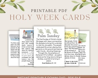 Holy Week Study Cards | Printable Easter Story | LDS Easter Advent | Holy Week Printable Countdown| Easter Scripture Cards