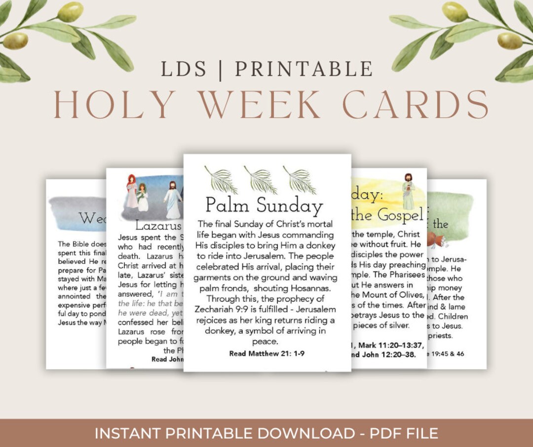 Holy Week Study Cards Printable Easter Story LDS Easter Advent Holy ...