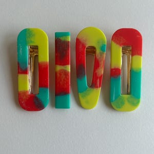 Tie-Dye Hair Clips: Y2K Rainbow Barrettes, Multi-Color Accessories, Hairclips