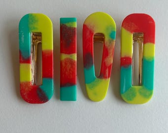 Tie-Dye Hair Clips: Y2K Rainbow Barrettes, Multi-Color Accessories, Hairclips, Hair barrettes, Colorful hair accessories