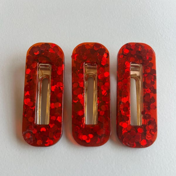 Sparkly Red Holiday Hair Clips: Y2K Christmas Jewelry, Hair barrettes, Christmas hair clips, stocking stuffers, Holiday gifts, Holiday