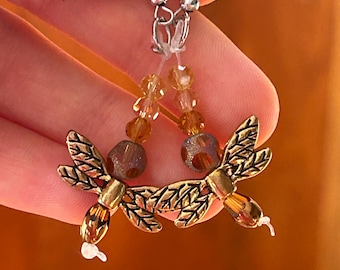 Dragonfly Earrings, Dangle Earrings, Dragonfly charm earrings, Gifts for her, Colorful Bird Earrings, Beaded Earrings with charms
