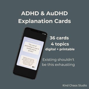 Kaarten voor burn-out en maskering van vermoeidheid bij ADHD | Zintuiglijk overweldigen | Help anderen AuDHD te begrijpen