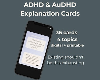 Karty dotyczące wypalenia i maskowania ADHD | Przeciążenie sensoryczne | Pomóż innym zrozumieć AuDHD