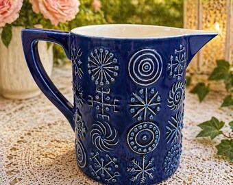 ポートメリオン トーテムジャグ 5インチ スーザン・ウィリアムズ・エリス作 ブルーレリーフ クリーマー