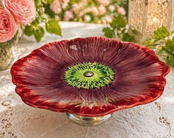 Shorter and Son ケーキスタンド 8インチ ポピーデザイン ヴィンテージセラミック台座プレート