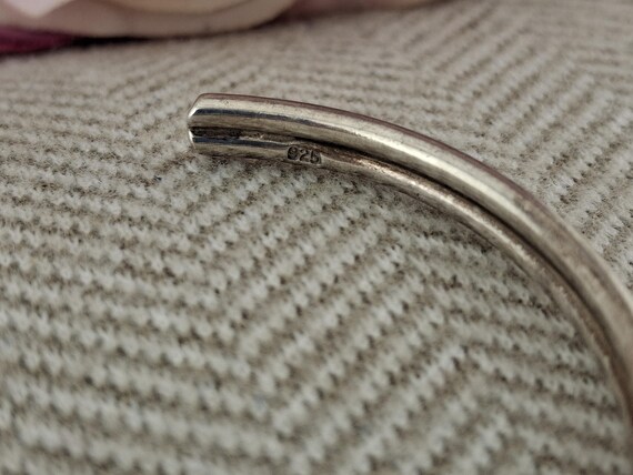Vintage Solid Silver Wave Cuff Torc Bracelet - image 4