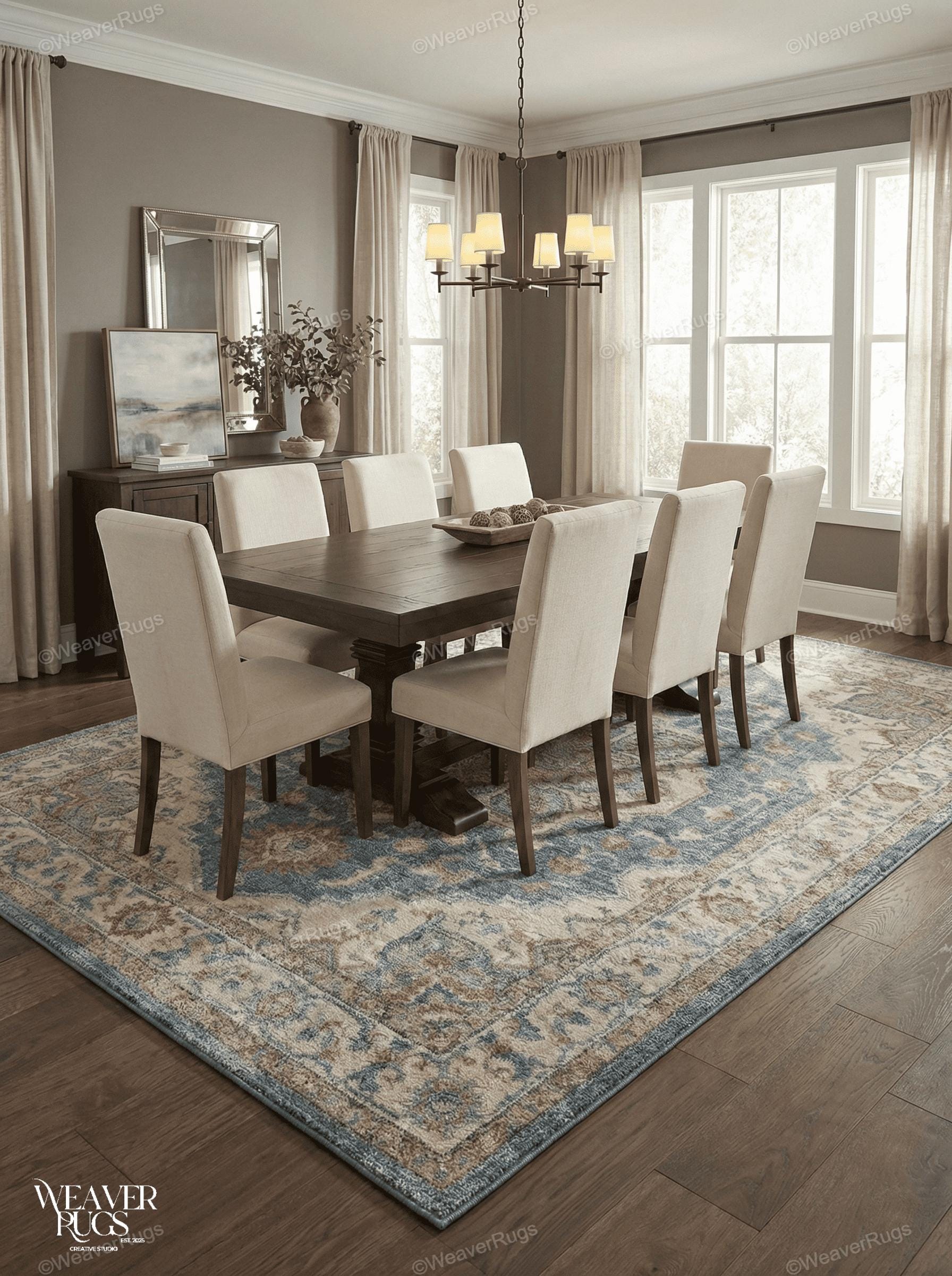 Belmont Fine Hand Tufted Loop Pile Blue Wool Rug - for Living Room ...