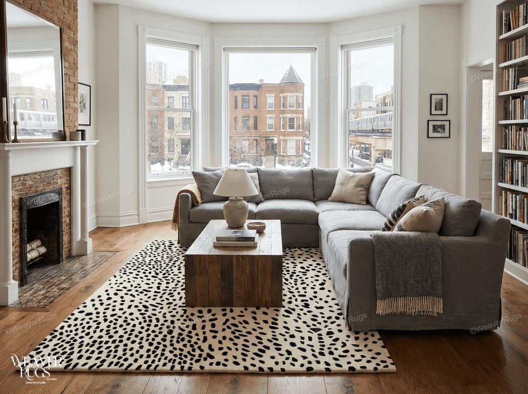 Cheetah Fine Wool Hand Tufted White Animal Rug - for Living Room ...