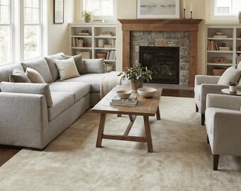 Liso modern massief fijn wol handgetuft ivoor vloerkleed - minimalistische look voor woonkamer, slaapkamer, kantoor en eetkamer.