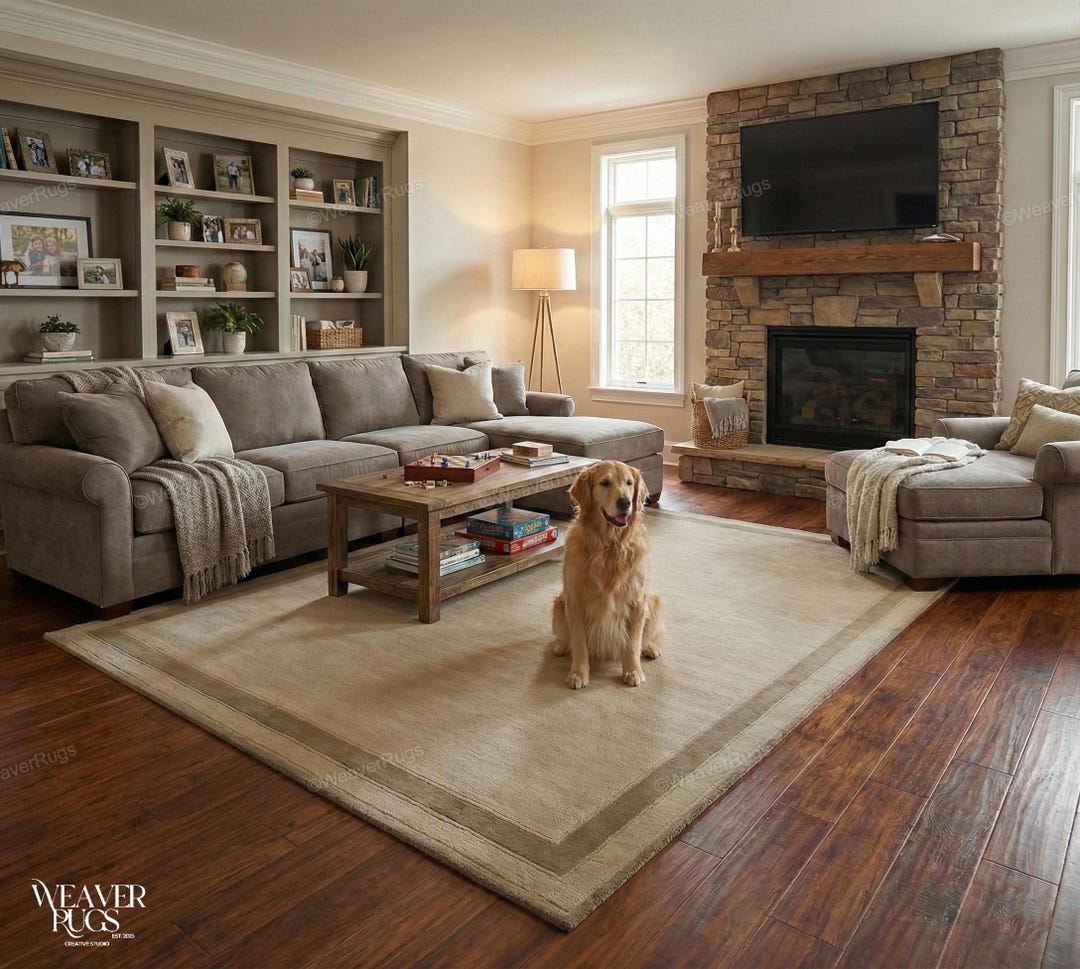 Estate Fine Wool Hand Tufted Fawn Rug - for Living Room, Bedroom ...