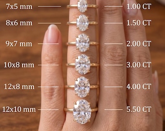 Oval Cut Moissanite Ring, 1CT to 5.5CT Solitaire Ring, 925 Sterling Silver Engagement Ring, 4 Prong Bridal Ring, Dainty Travel Ring for Her