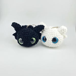 Crochet Night and Light Fury Dragon Keychains