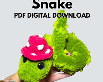 Mosshroom Schlange Häkelanleitung PDF - Amigurumi Schlange Plüschtier Digitaler Download