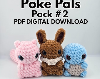 Poke Pals Pack #2 Wzór szydełkowy PDF do pobrania w wersji cyfrowej Amigurumi