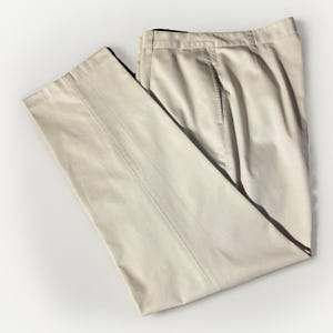 Calça social cáqui vintage LL Bean feminina 14R chino frente lisa perna reta