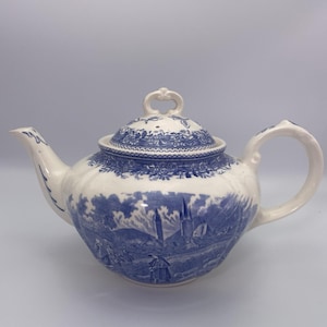 Vintage Villeroy & Boch Burgenland Blue Porcelain Teapot and Lid Made in Germany