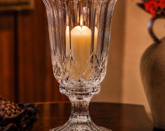Orkaan pijler kaarshouder bruiloft tafel decor 12,5 inch loodkristal 2 PC middelpunt St. George vintage jaren 90 geschenkdoos cadeau