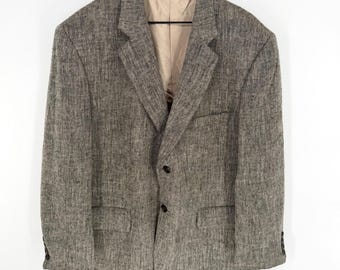 Blazer deportivo Stafford de los años 90, 100% seda tweed, espiga, talla 44S, estilo Ivy Boxy.