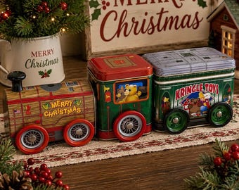 Weihnachten Tabletop Dekor Vintage Weihnachten Express Blechdose Vorratsdosen Set Kringle Spielzeug Urlaub