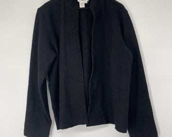 VTG jaren 90 Y2K Coldwater Creek L zwarte 100% wollen cardigan met open voorkant, chic