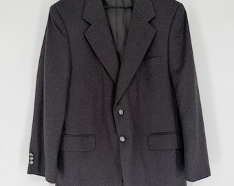 VTG 90er Jahre Marlboro Ltd Blazer Herren 40er Jahre Charcoal Grau Wolle Seide Kaschmir Sportmantel