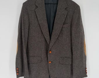 Blazer à chevrons pour hommes 42R en daim marron avec coudières