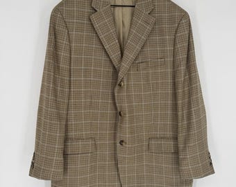 Vintage Ralph Lauren sportjas 46R Prince of Wales geruite blazer wol zijde linnen ruit jas op maat gemaakte herenjas