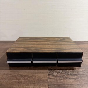 Vintage 3 Drawer Cassette Tape Storage Case Faux Wood Grain Audio Holder 42 Tapes