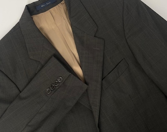 Chaqueta deportiva Ralph Lauren Chaps VTG de los años 90, talla 42, de lana a cuadros Glen en marrón